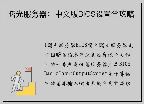 曙光服务器：中文版BIOS设置全攻略